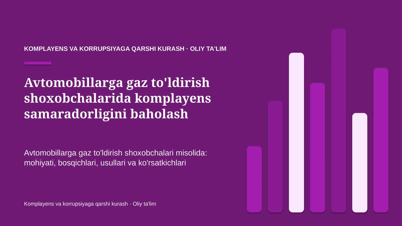 Avtomobillarga gaz to'ldirish shoxobchalarida komplayens samaradorligini baholash 1