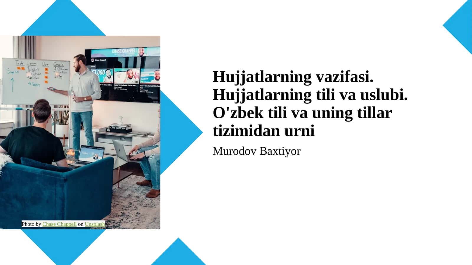 Hujjatlarning vazifasi. Hujjatlarning tili va uslubi. O'zbek tili va uning tillar tizimidan urni 1