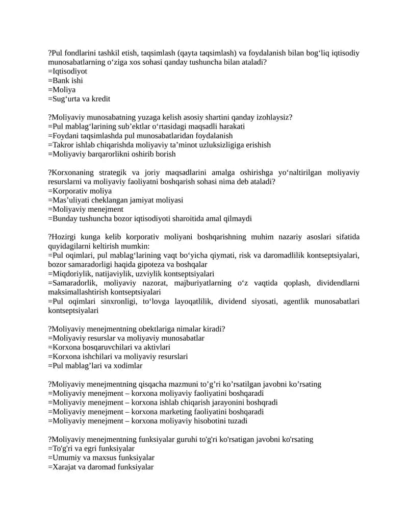 Moliyaviy Menejment 1