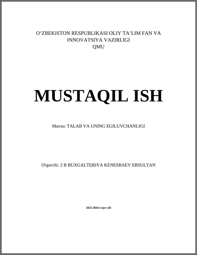 TALAB VA UNING EGILUVCHANLIGI 1