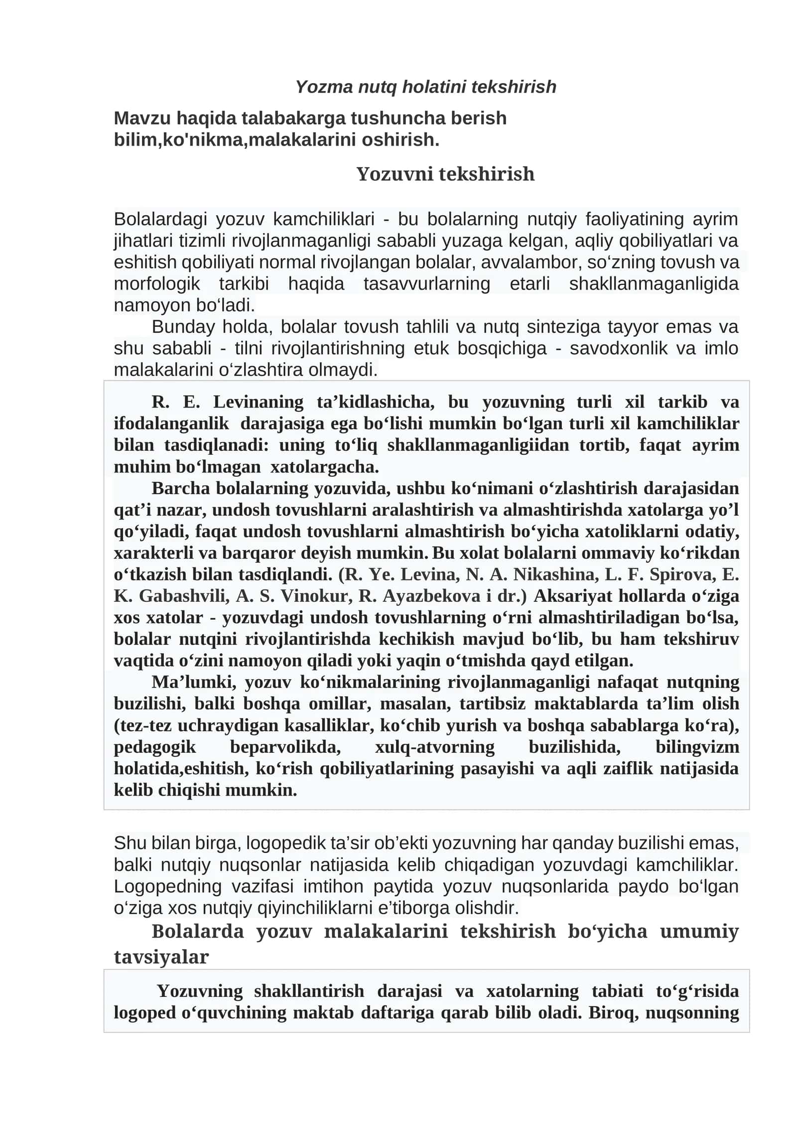 Yozma nutq holatini tekshirish 1