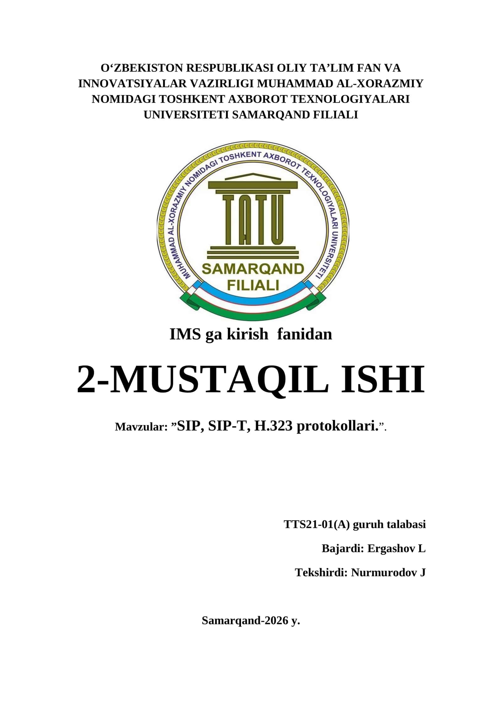 SIP, SIP-T, H.323 protokollari 1