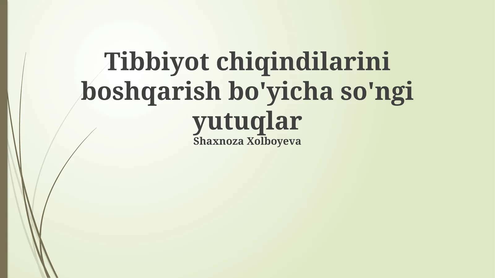 Tibbiyot chiqindilarini boshqarish bo'yicha so'ngi yutuqlar 1