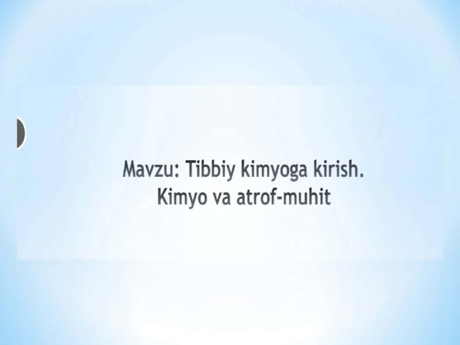 Tibbiy kimyoga kirish 1