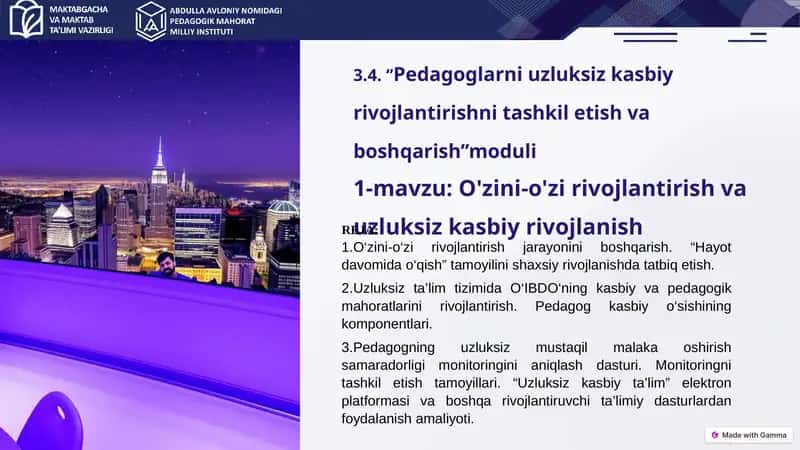 O'zini-o'zi rivojlantirish va uzluksiz kasbiy rivojlanish 1