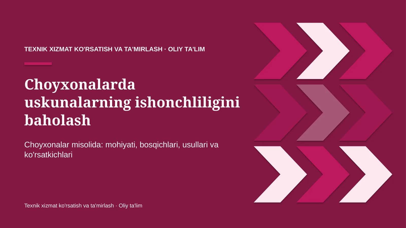 Choyxonalarda uskunalarning ishonchliligini baholash 1