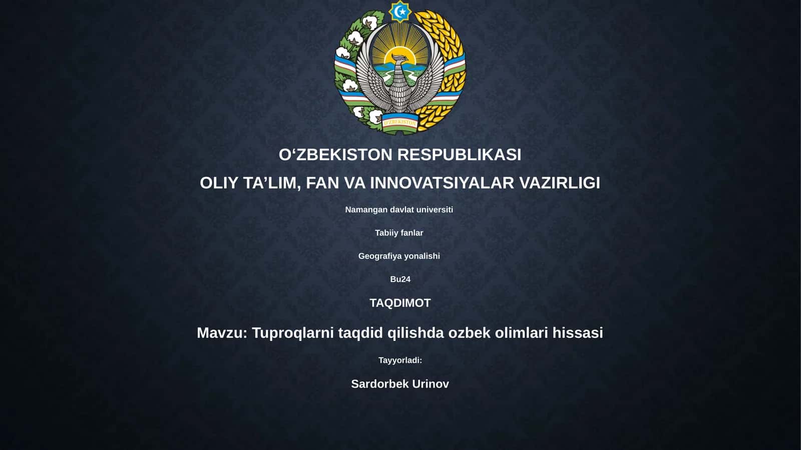 Tuproqlarni taqdid qilishda ozbek olimlari hissasi 1