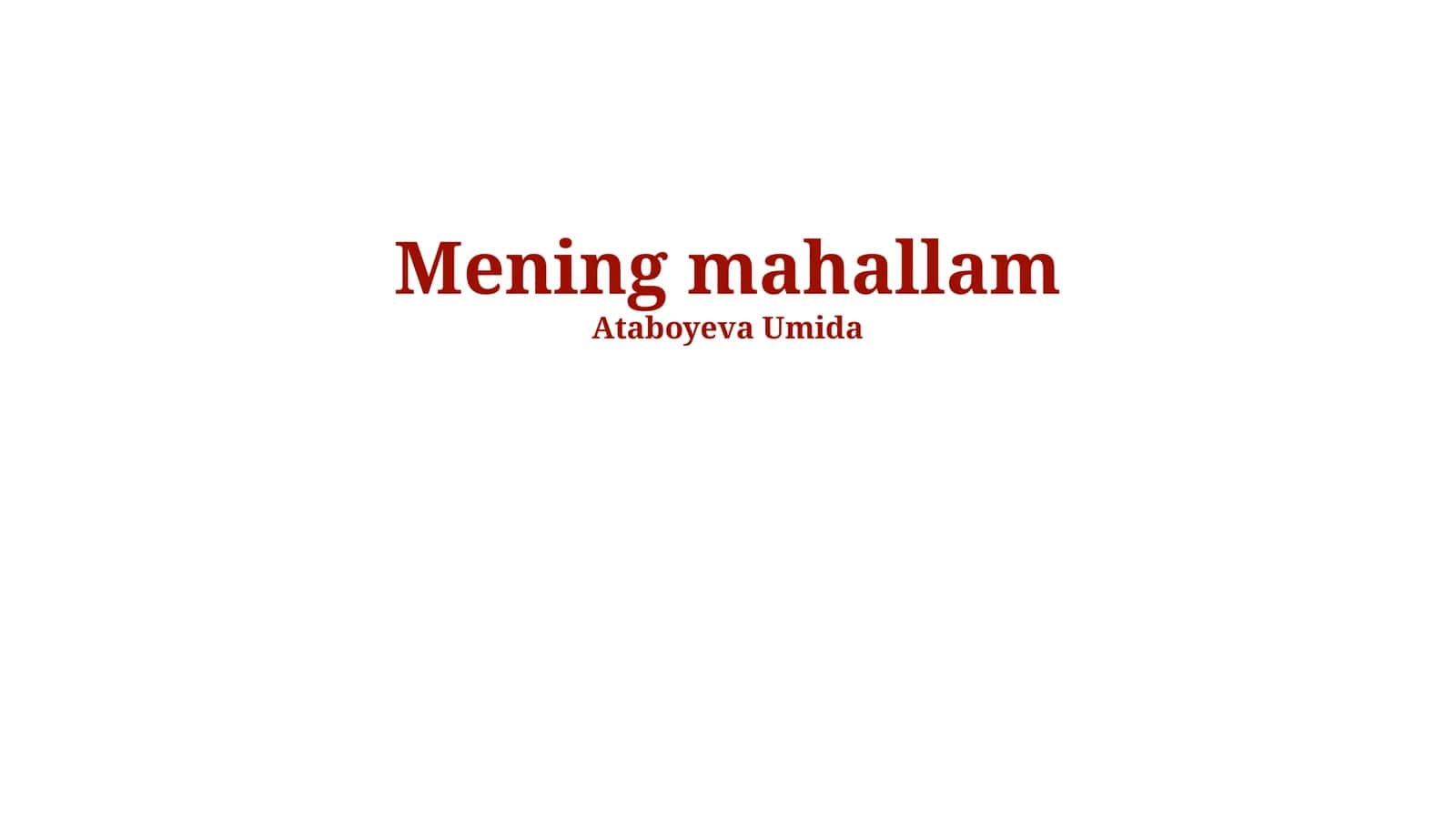Mening mahallam 1