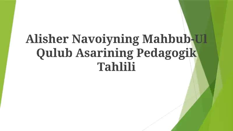 Alisher Navoiyning Mahbub-Ul Qulub Asari Pedagogik Tahlili 1