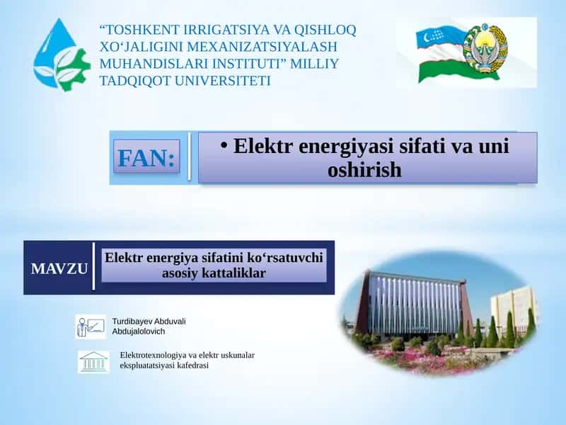 Elektr energiya sifatini ko‘rsatuvchi asosiy kattaliklar 1