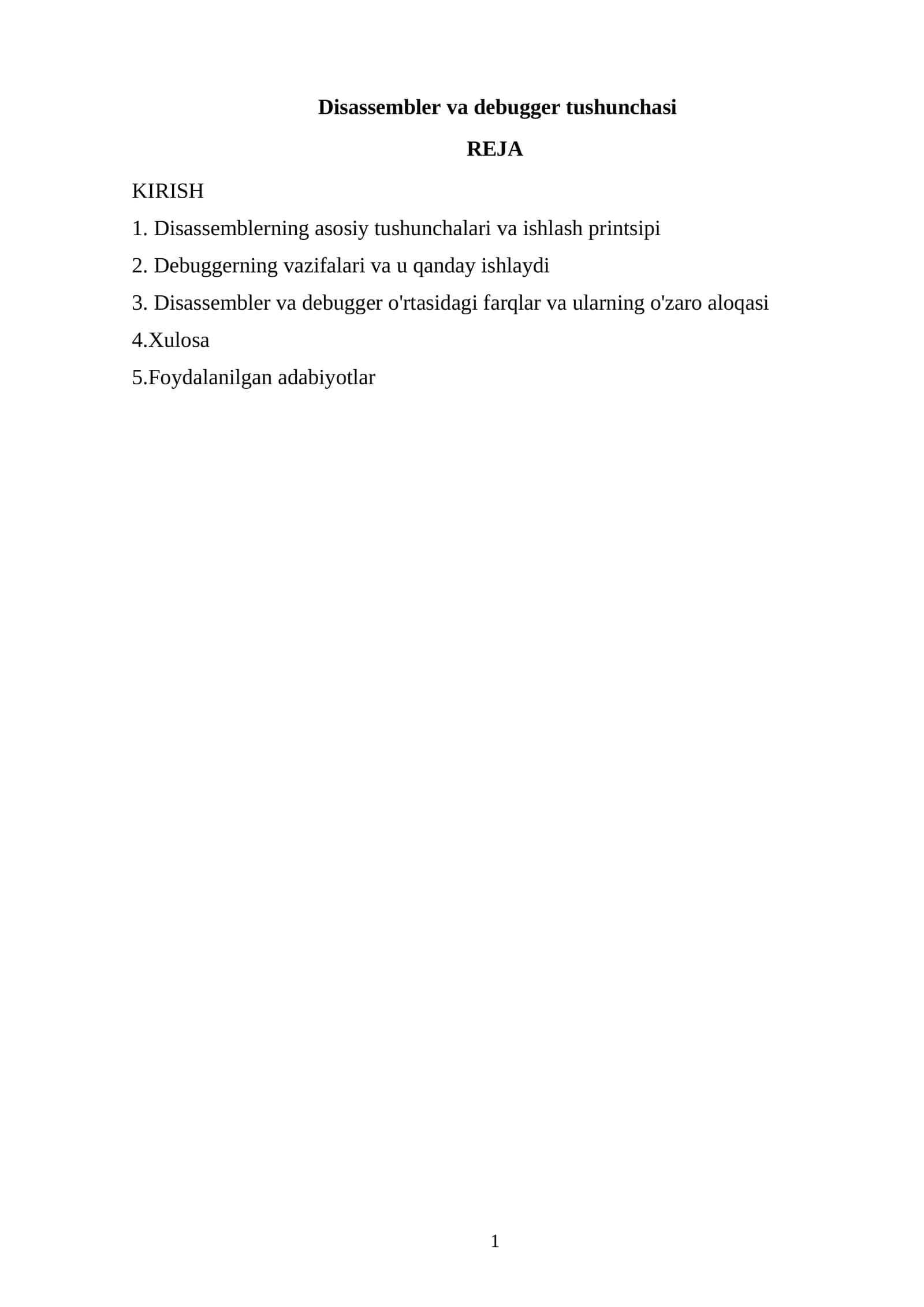 Disassembler va debugger tushunchasi 1