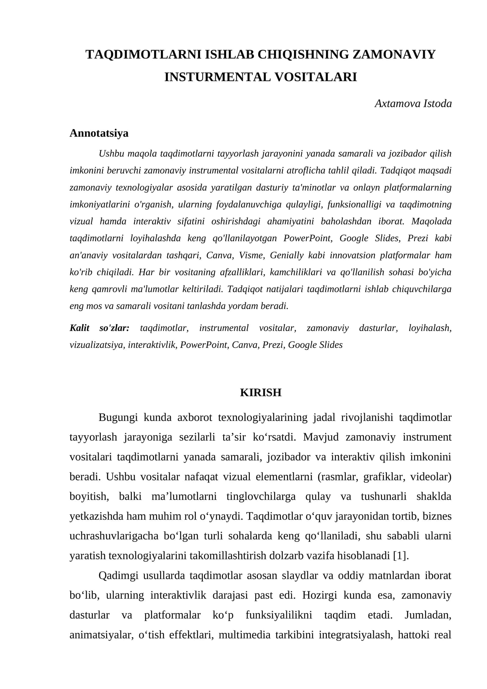 TAQDIMOTLARNI ISHLAB CHIQISHNING ZAMONAVIY INSTURMENTAL VOSITALARI 1