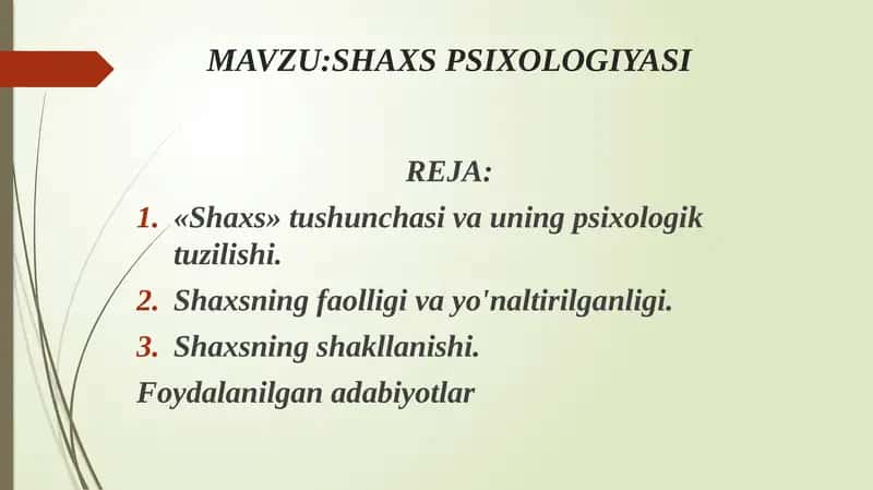Shaxs Psixologiyasi 1