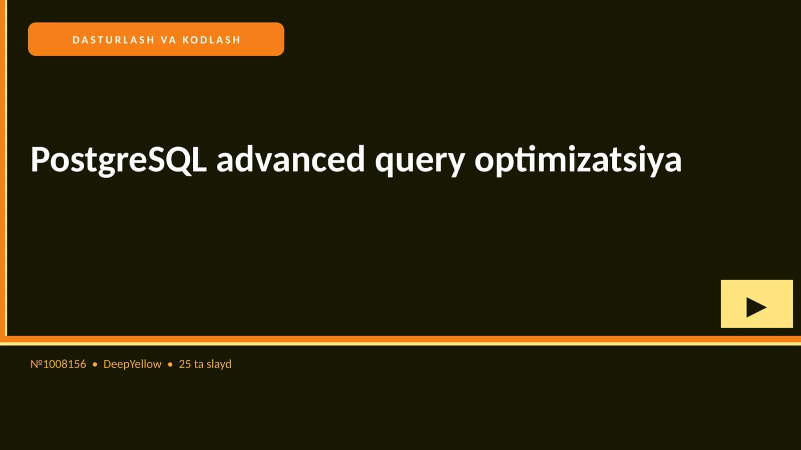 PostgreSQL advanced query optimizatsiya 1