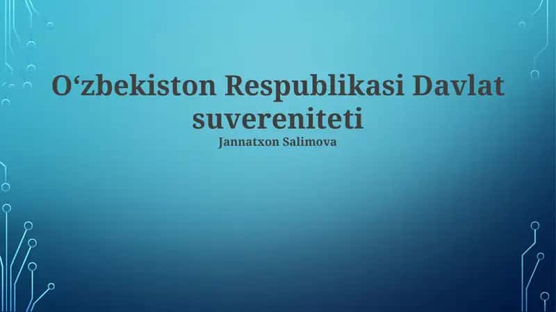 Oʻzbekiston Respublikasi Davlat suvereniteti 1