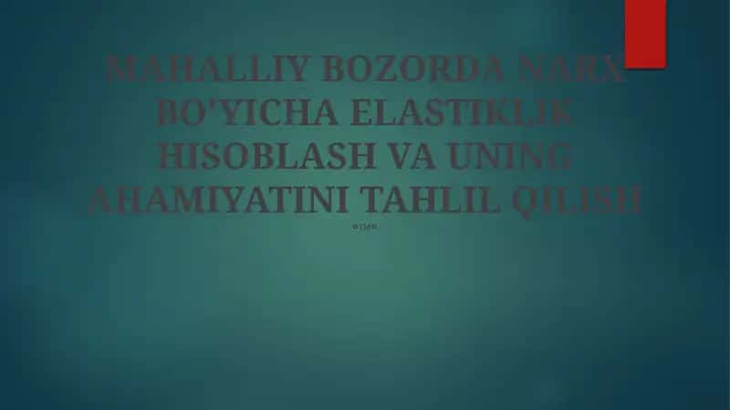 Narx Elastikligi 1