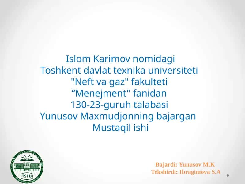 Neft va gazni boshqarish asoslari 1