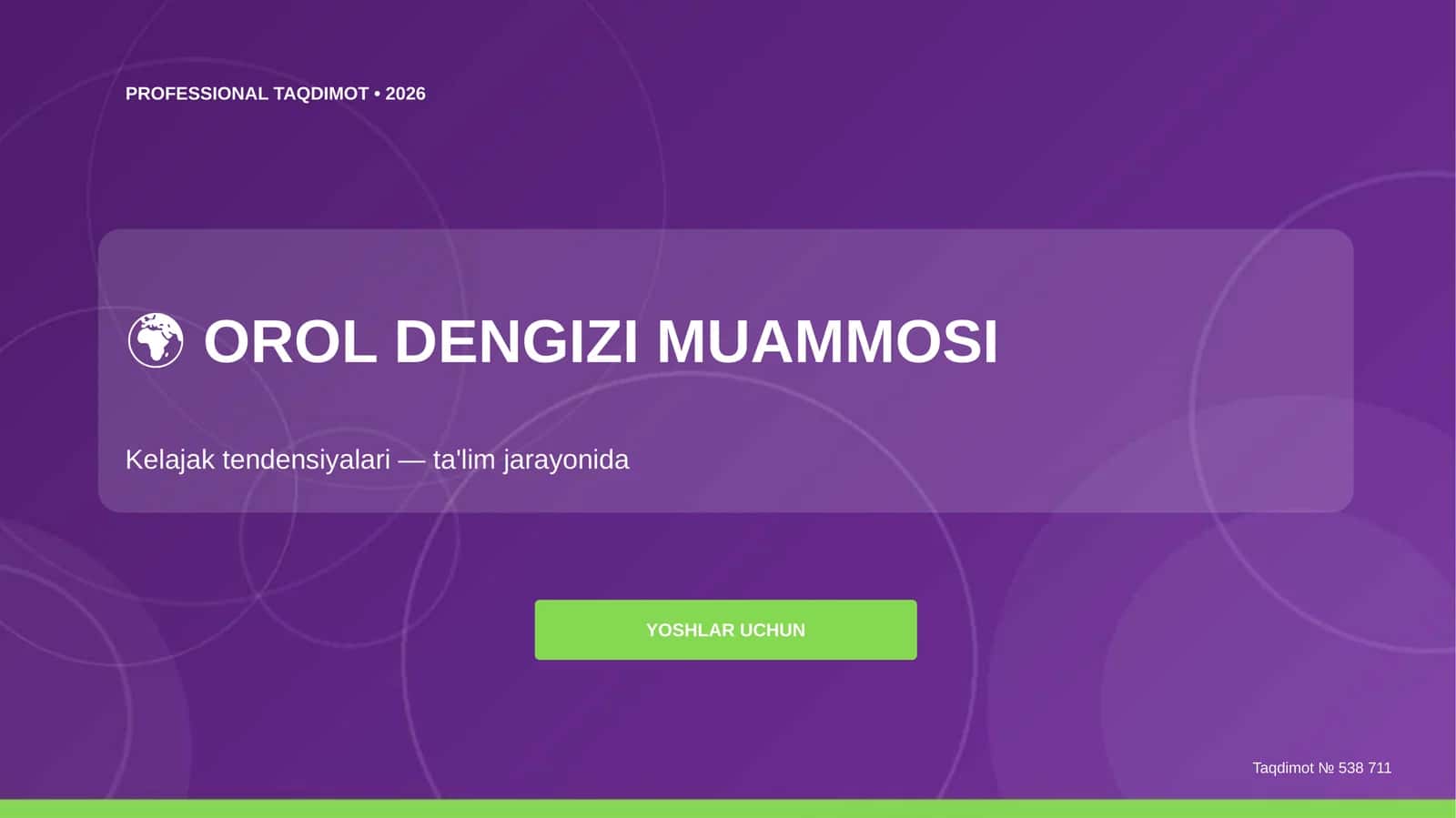 Orol dengizi muammosi: kelajak tendensiyalari (ta'lim jarayonida) [yoshlar uchun] 1