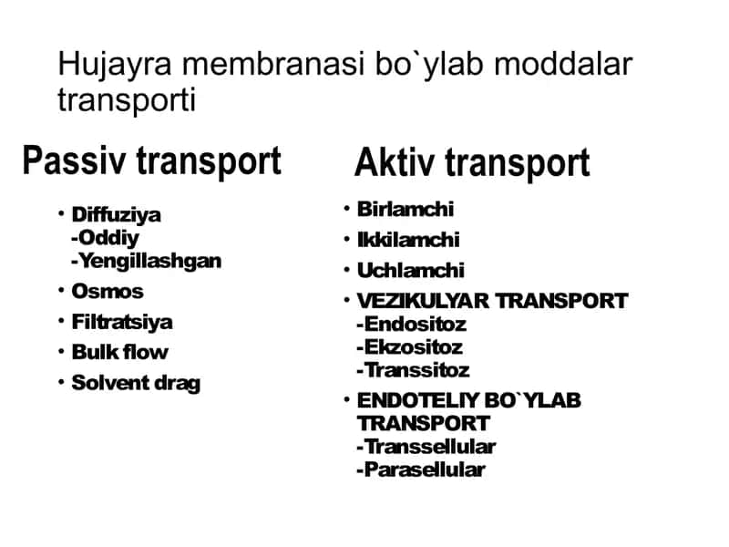 Passiv transport. 1
