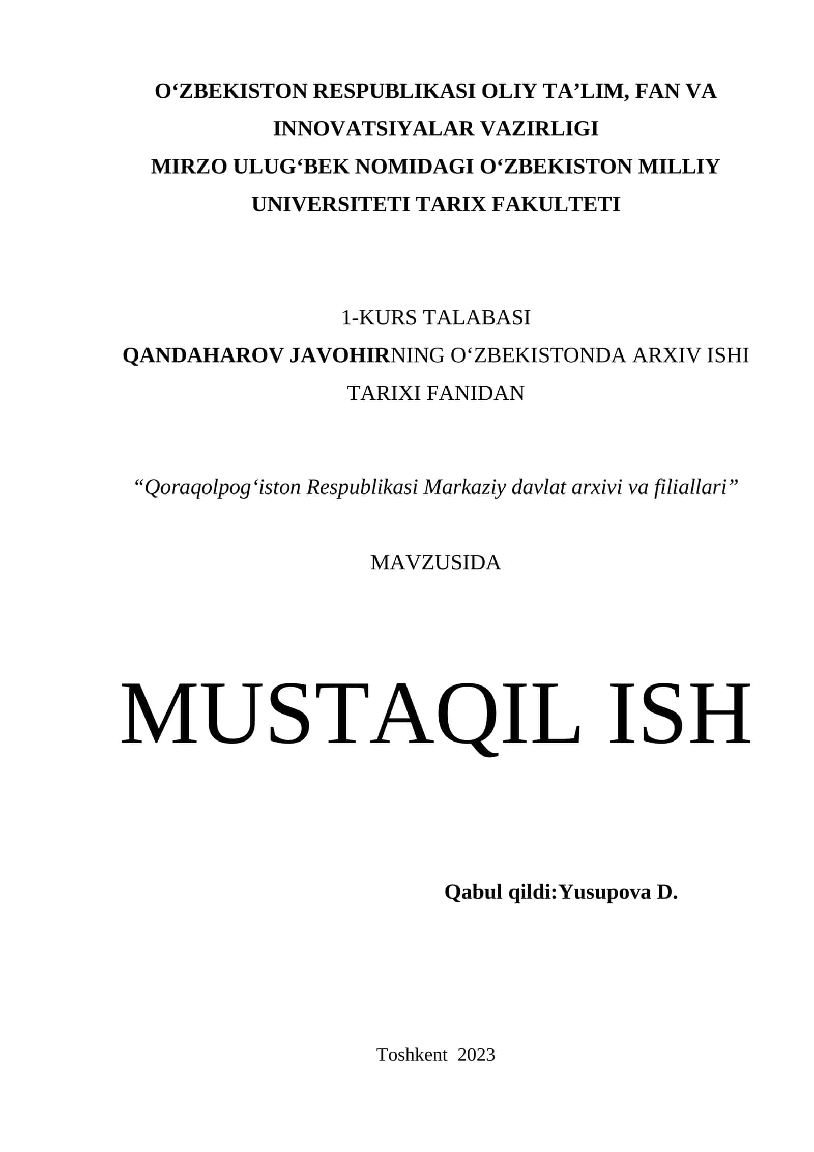 Qoraqolpogʻiston Respublikasi Markaziy davlat arxivi va filiallari 1