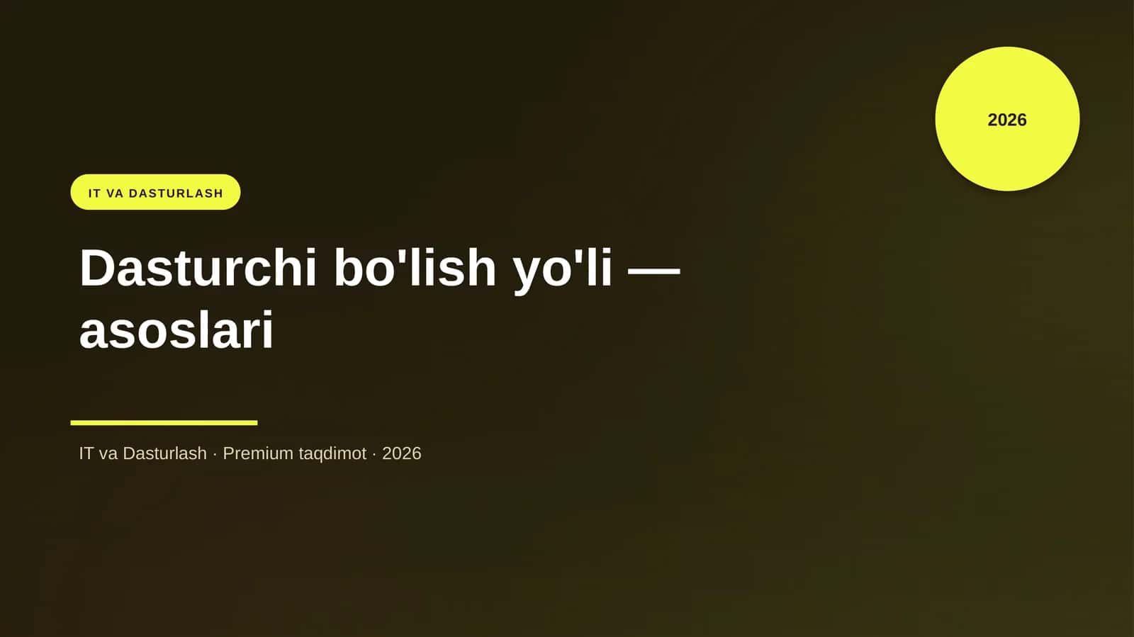 Dasturchi bo'lish yo'li — asoslari 1