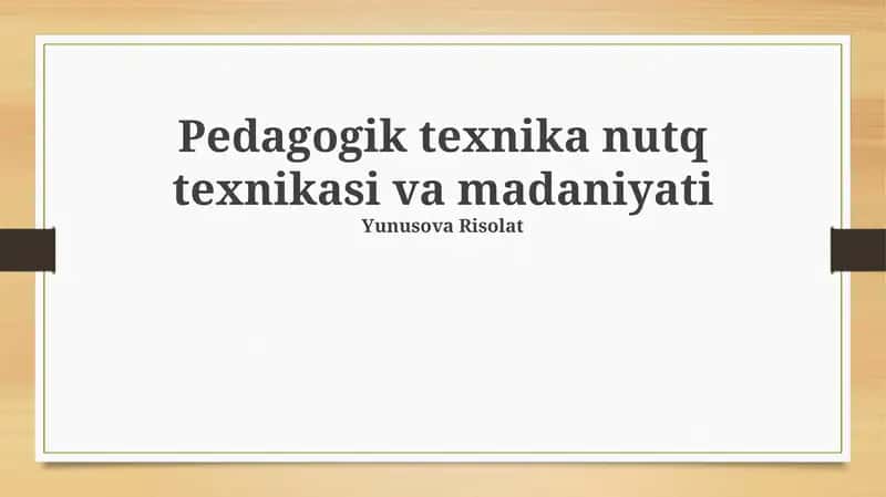 Pedagogik texnika nutq texnikasi va madaniyati 1