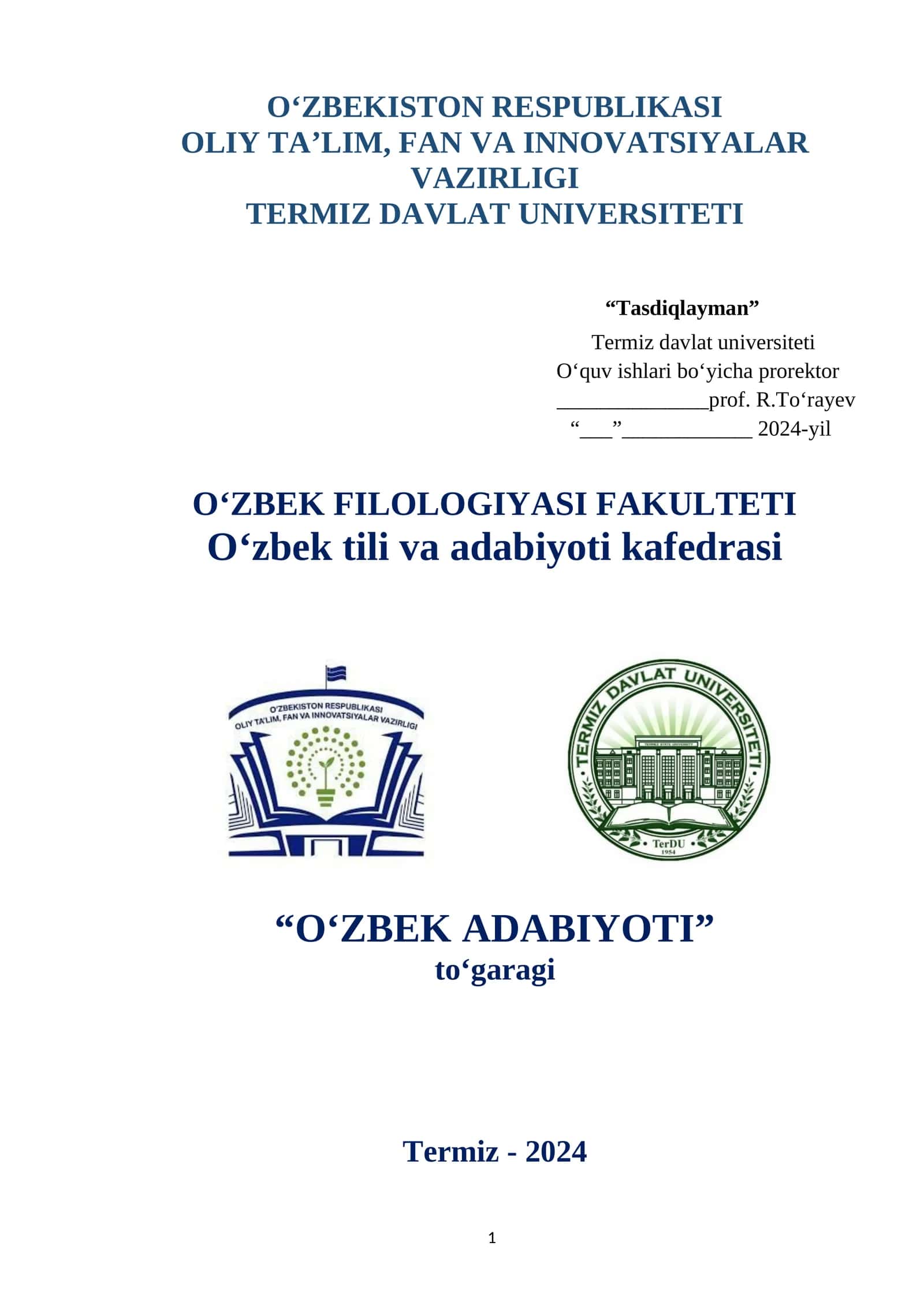 O‘ZBEK ADABIYOTI toʻgaragi NIZOMI 1