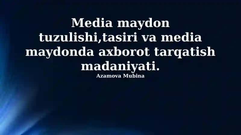 Ommaviy axborot maydoni 1