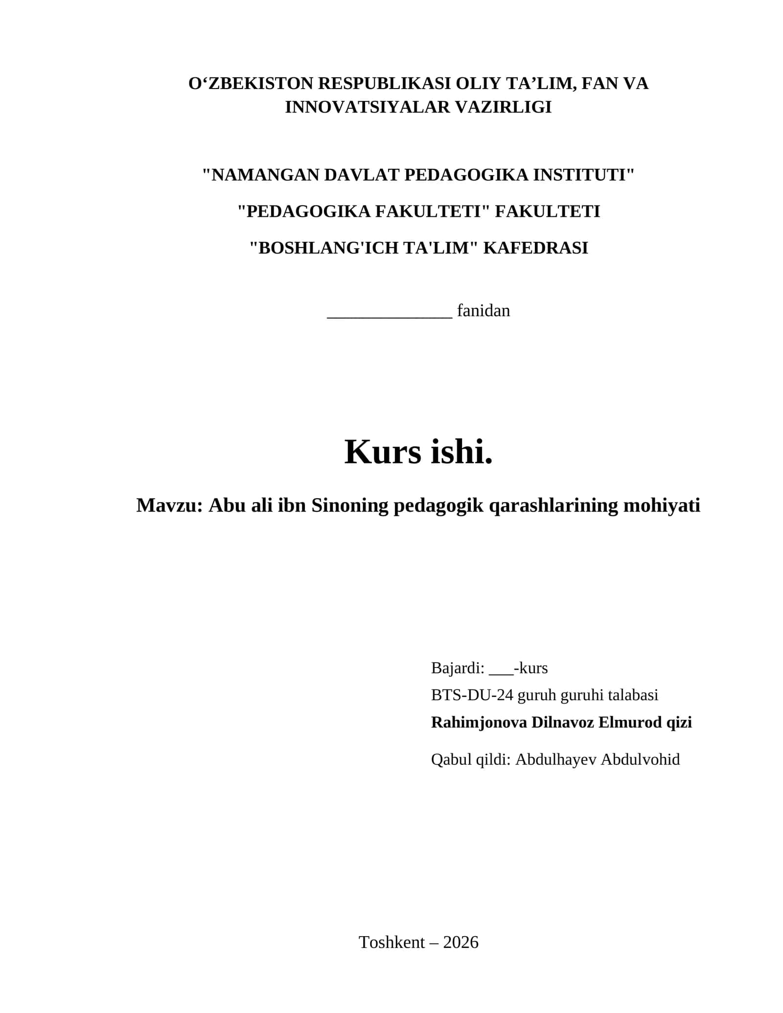 Abu ali ibn Sinoning pedagogik qarashlarining mohiyati 1