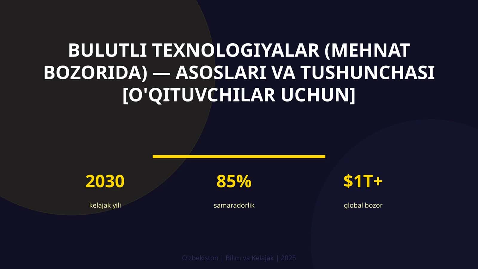 Bulutli texnologiyalar (mehnat bozorida) — asoslari va tushunchasi [o'qituvchilar uchun] 1