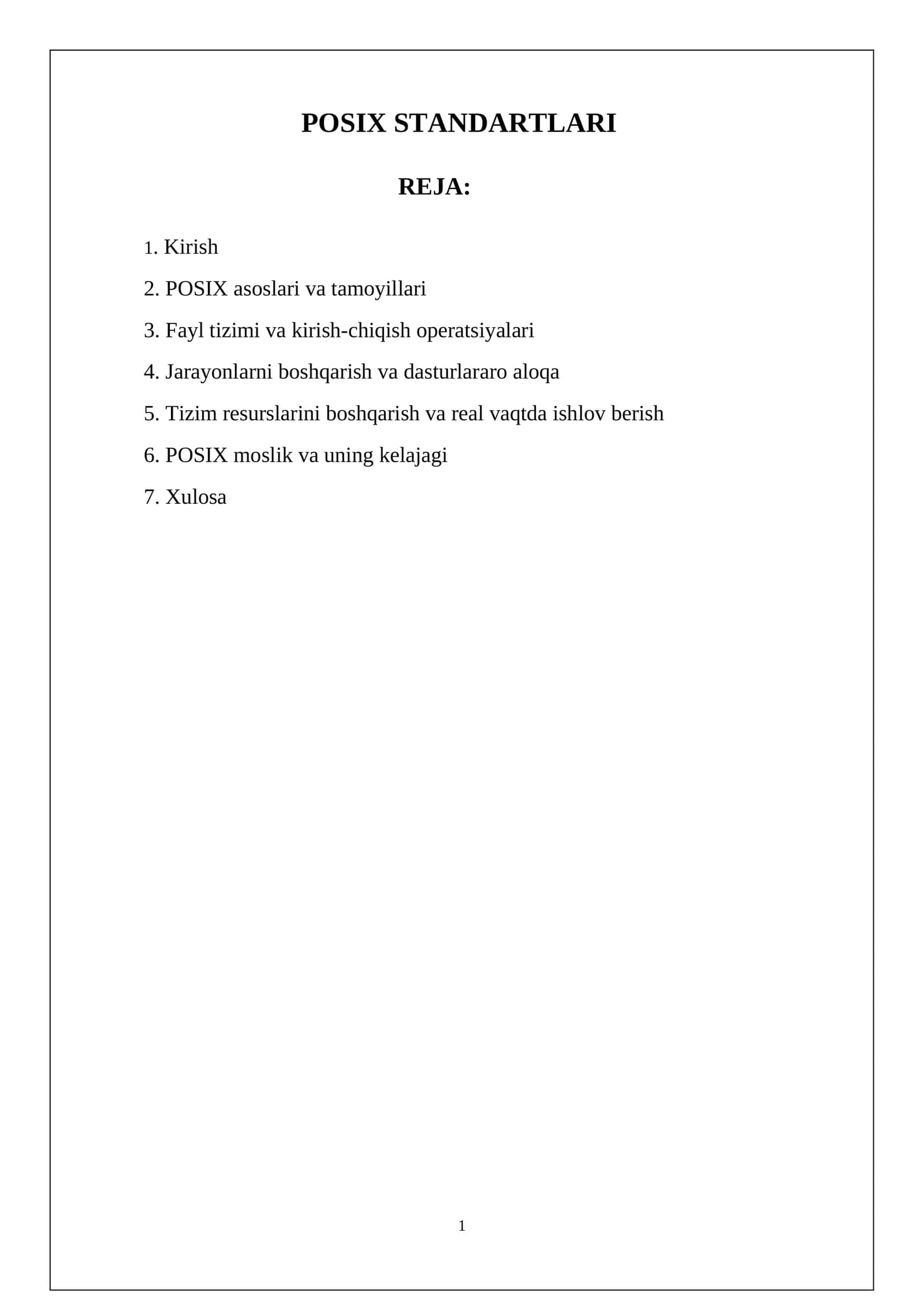 POSIX STANDARTLARI 1