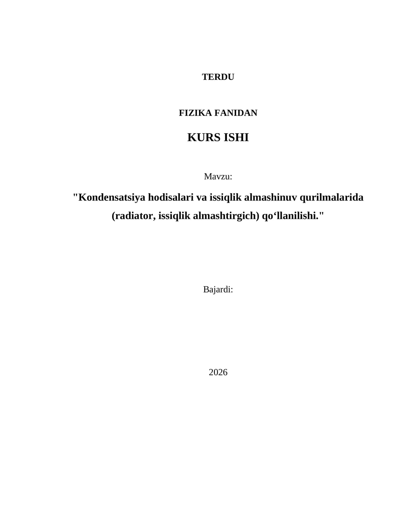TERDU FIZIKA FANIDAN KURS ISHI 1