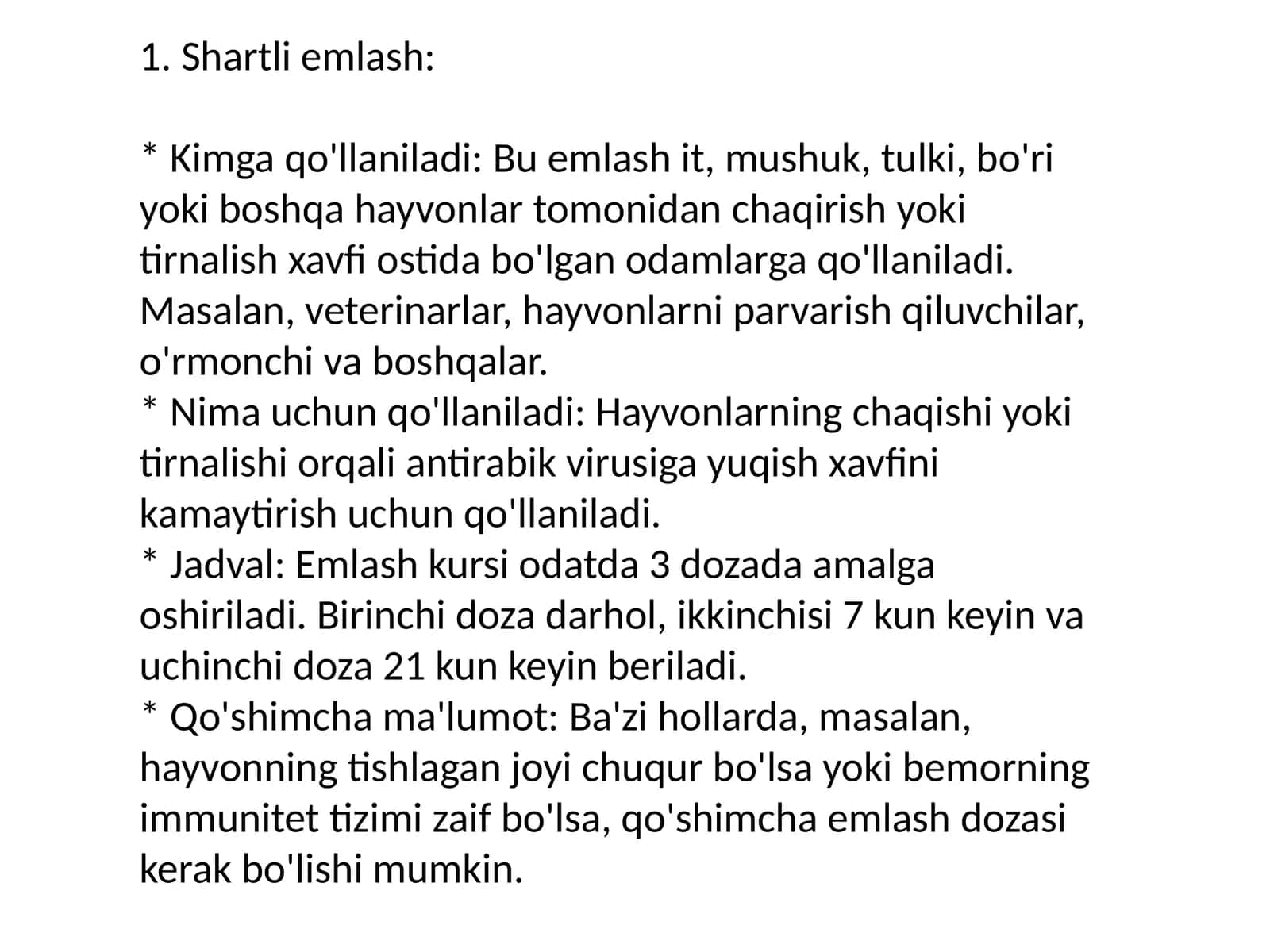 Shartli emlash 1