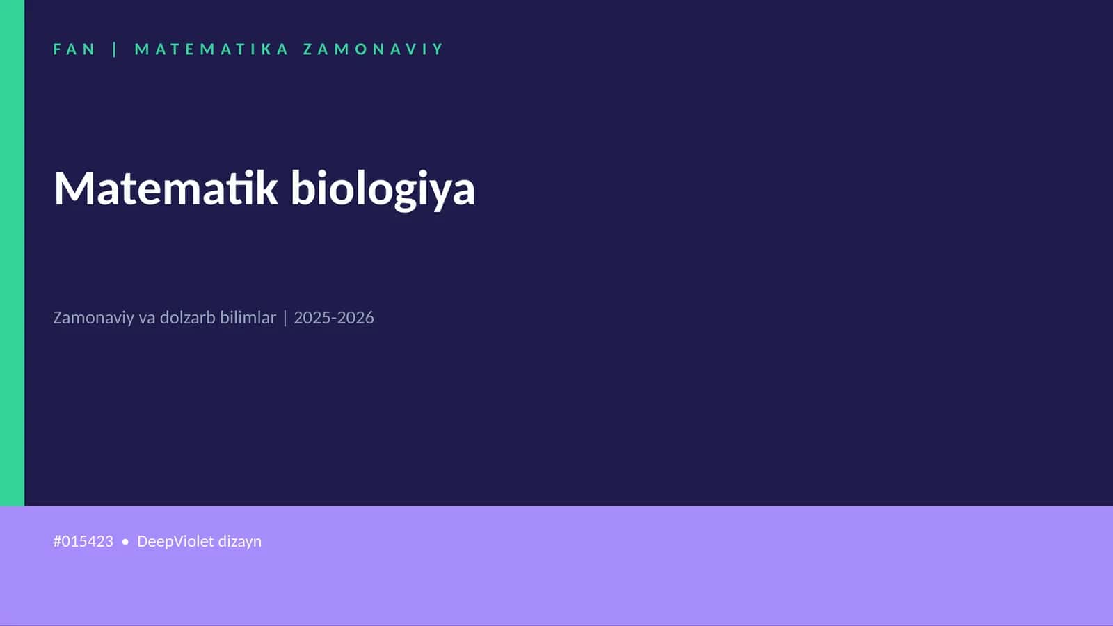 Matematik biologiya 1