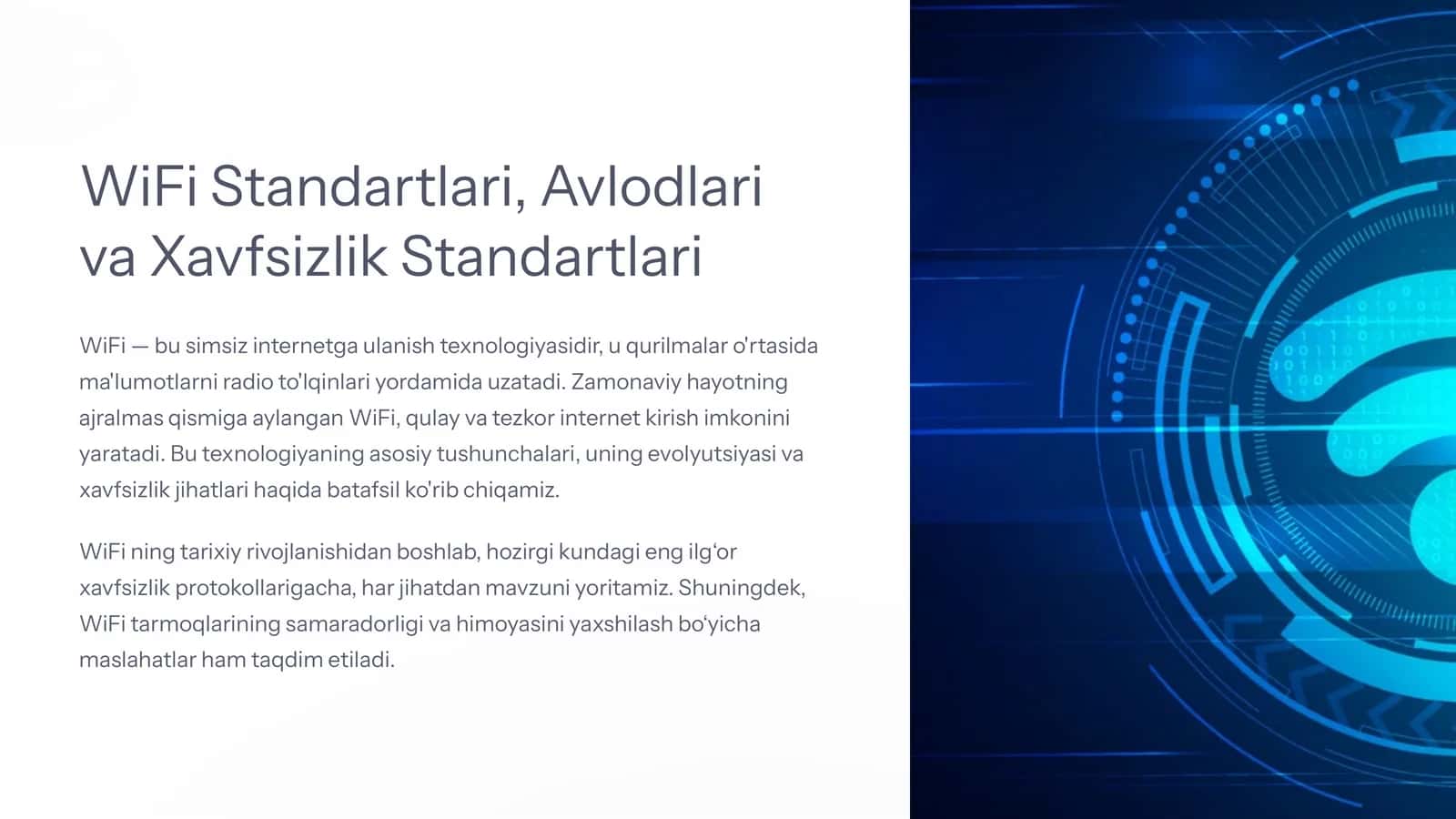 WiFi Standartlari, Avlodlari va Xavfsizlik Standartlari 1