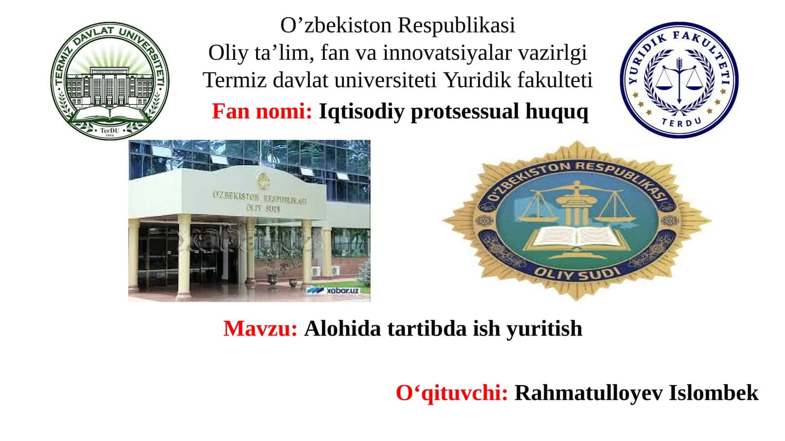 Alohida artibda ish yuritish 1