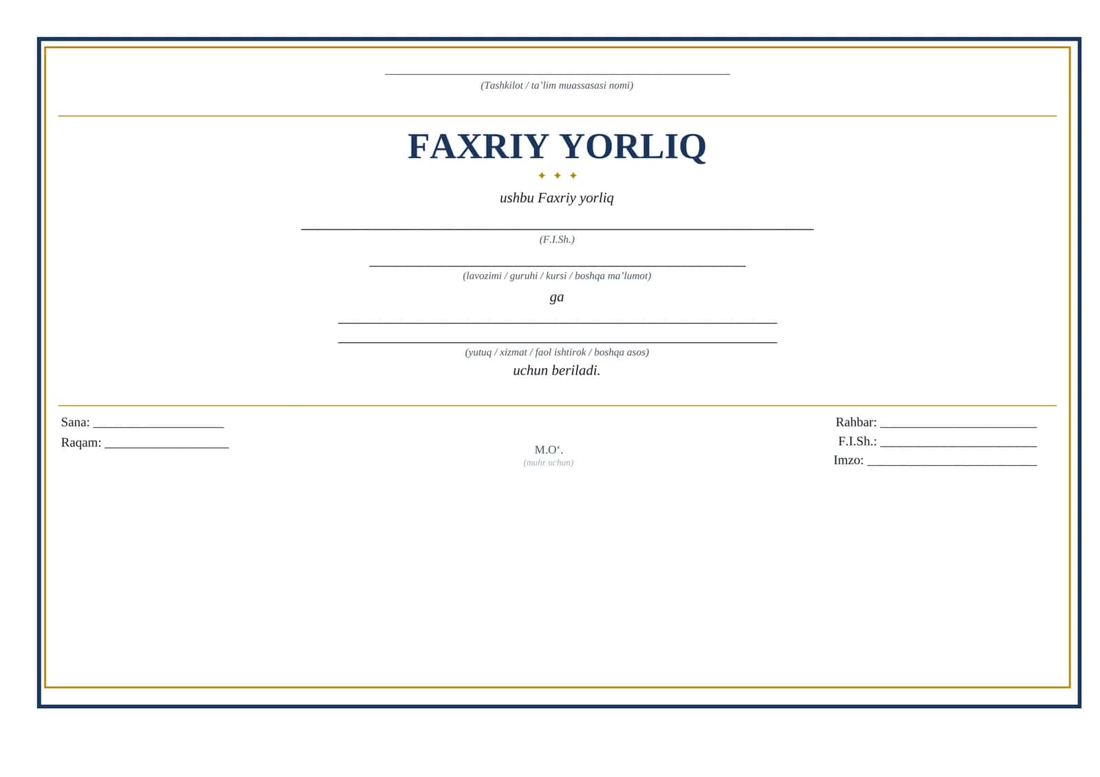 FAXRIY YORLIQ blankasi 1