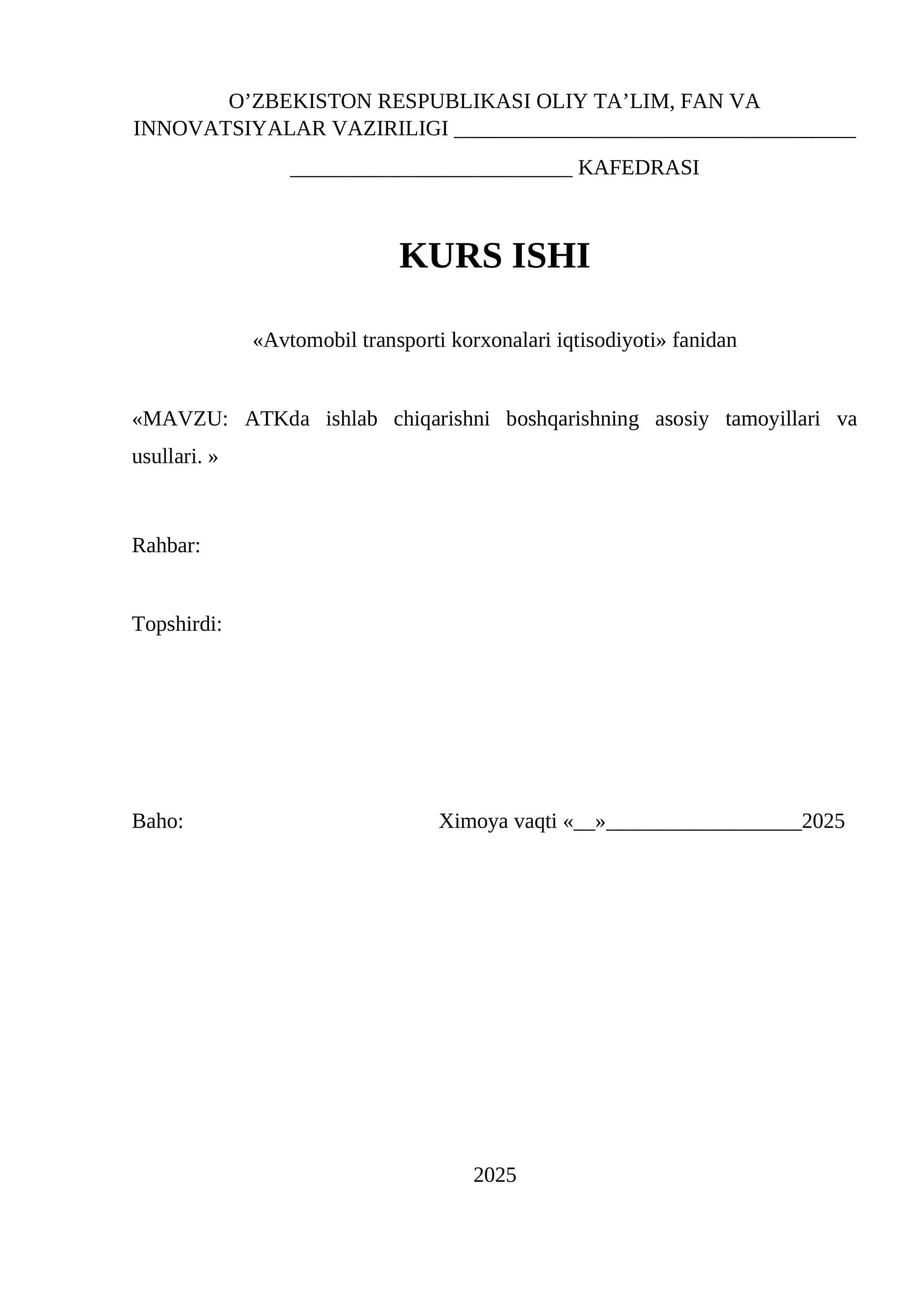 ATKda ishlab chiqarishni boshqarishning asosiy tamoyillari va usullari 1
