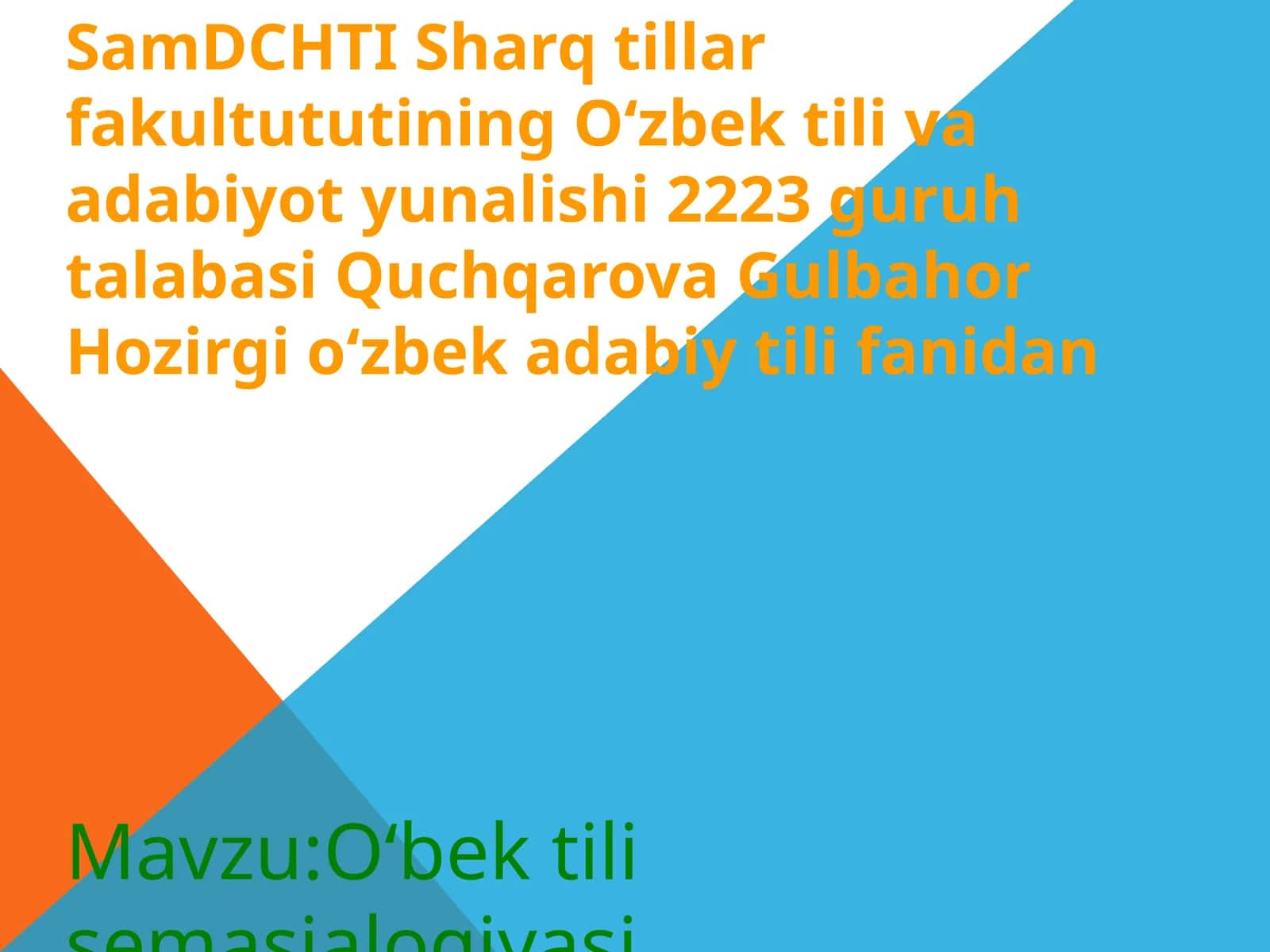 O‘zbek tilining semasiologiyasi 1
