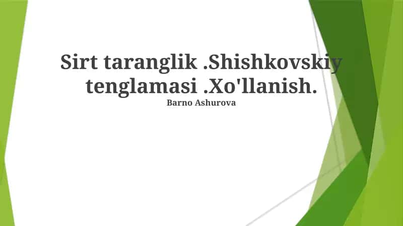 Shishkovskiy tenglamasi 1