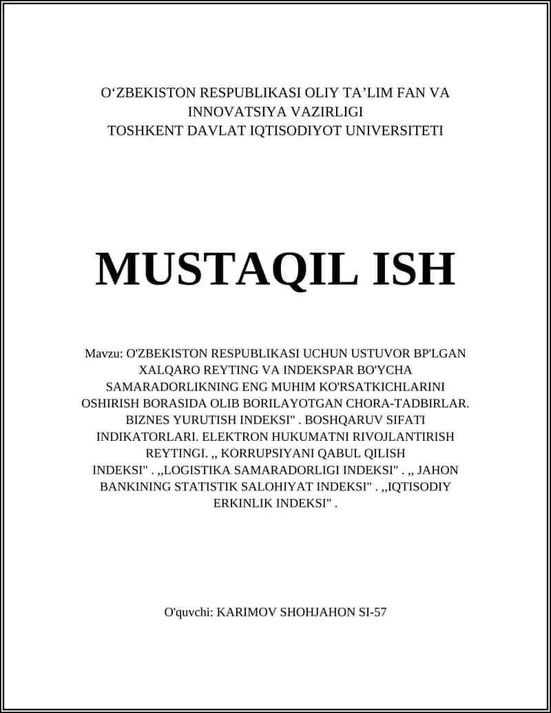Biznes Yuritish Indeksi 1