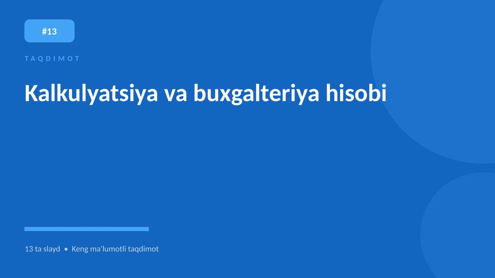 Kalkulyatsiya va buxgalteriya hisobi 1