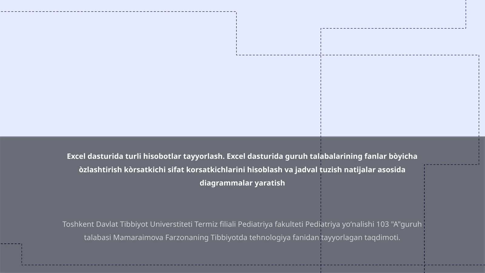 Excel dasturida hisobot tayyorlash 1