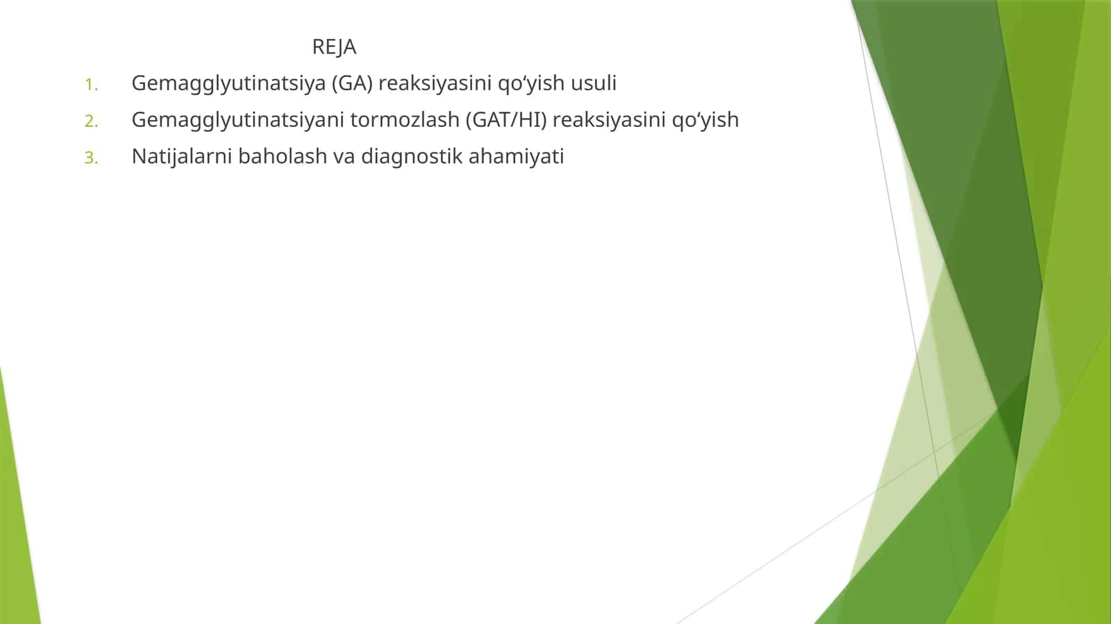 Gripp kasalligida gemagglyutinasiya va gemagglyutinasiyani tormozlash reaksiyalarini qoyish va natij 1