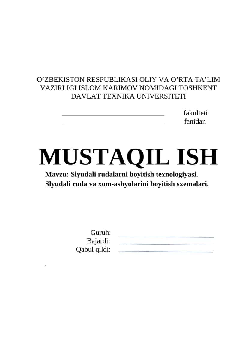 Slyudali rudalarni boyitish texnologiyasi 1