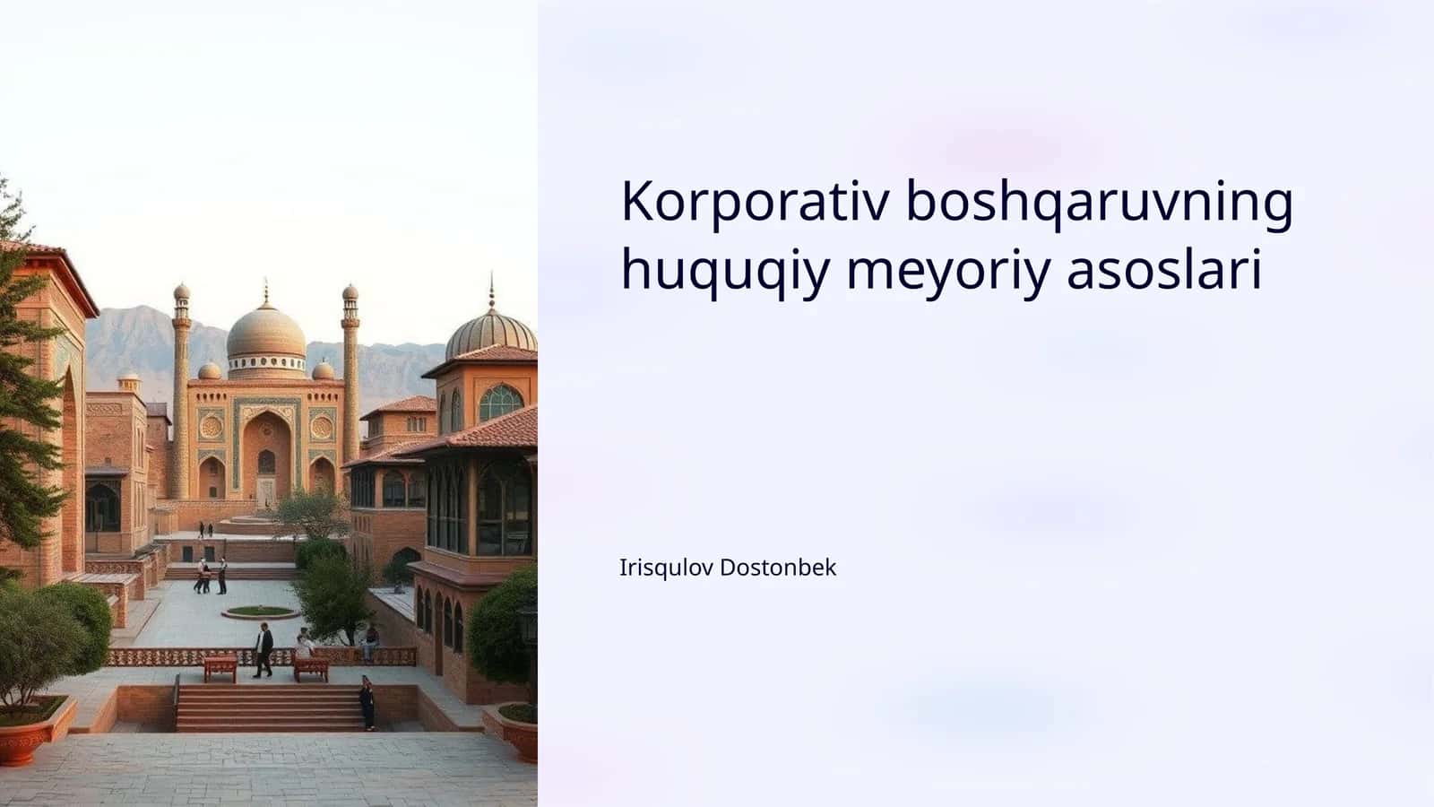 Korporativ boshqaruvning huquqiy meyoriy asoslari 1