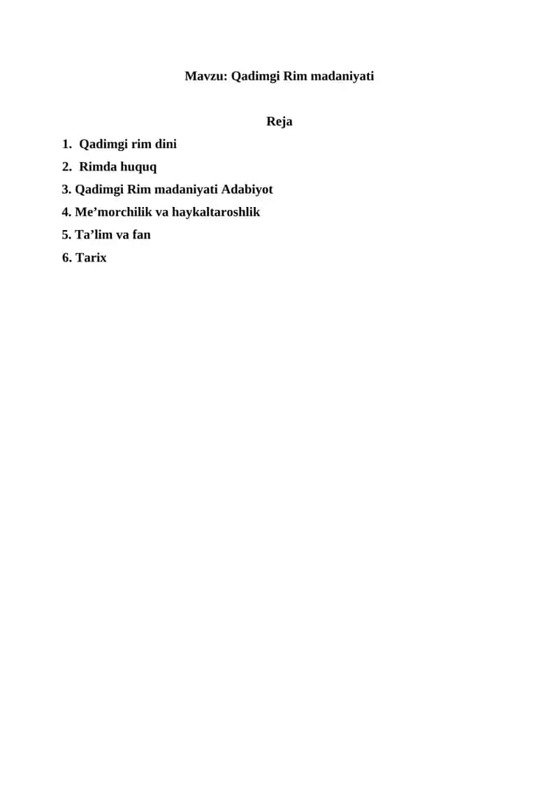 Qadimgi Rim madaniyati referat 1