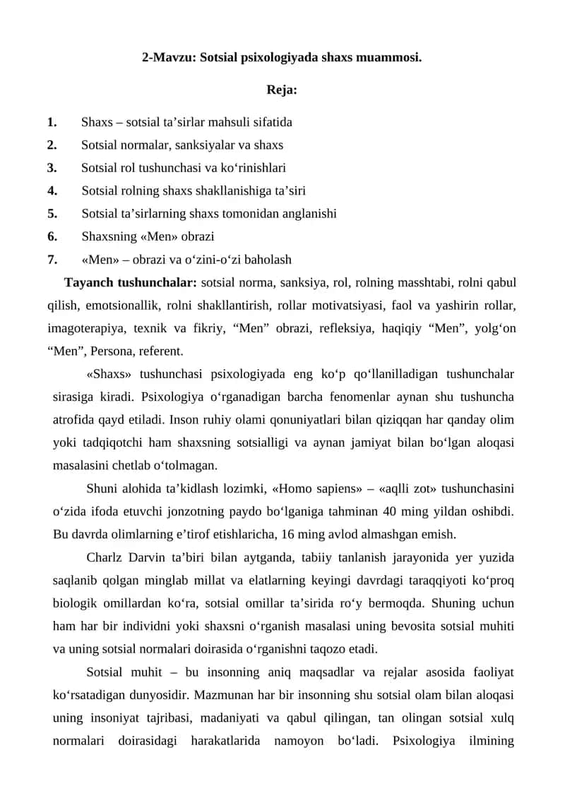 Shaxsning sotsial ruhiyolari 1