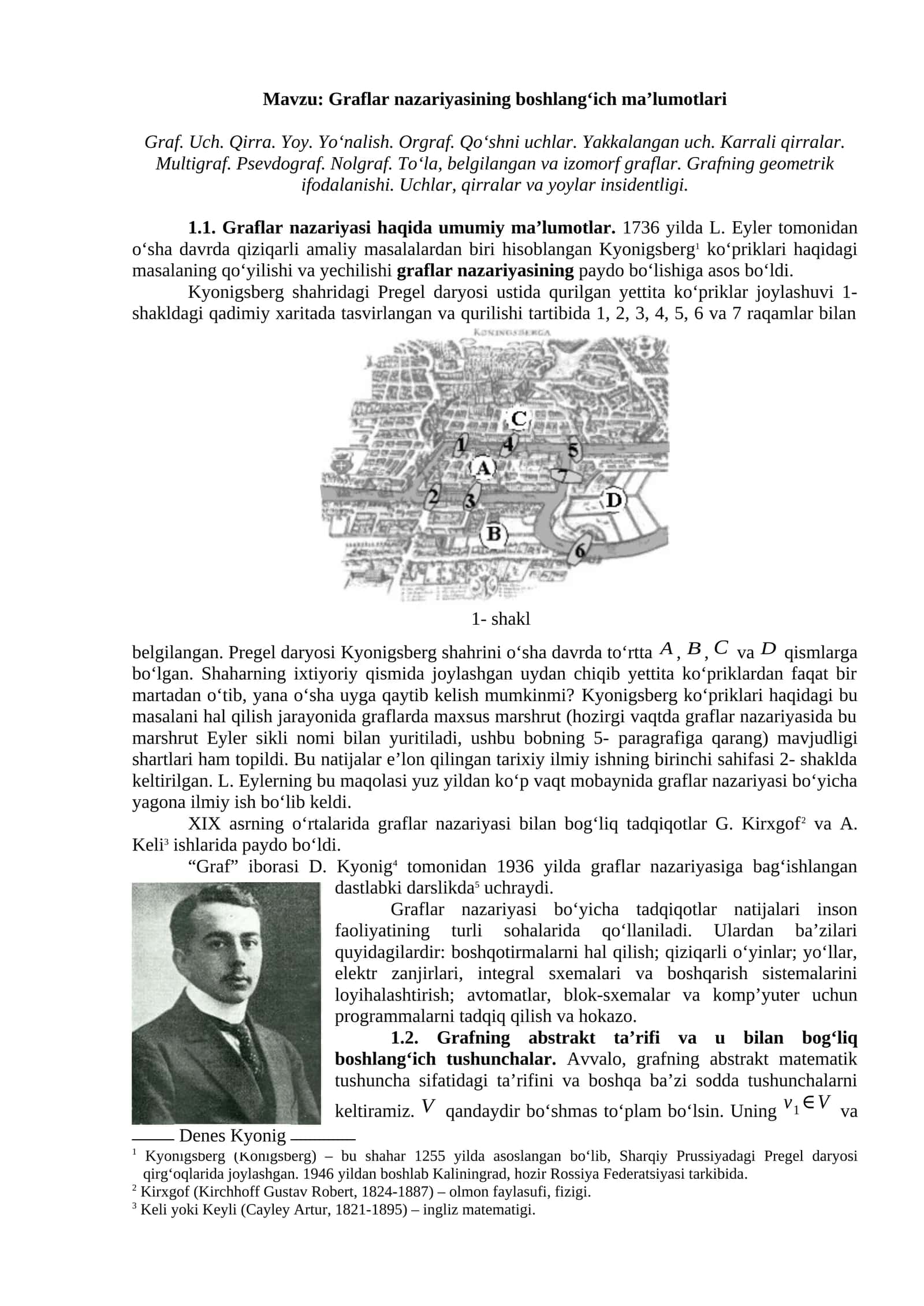 Graflar nazariyasining boshlang‘ich ma’lumotlari 1