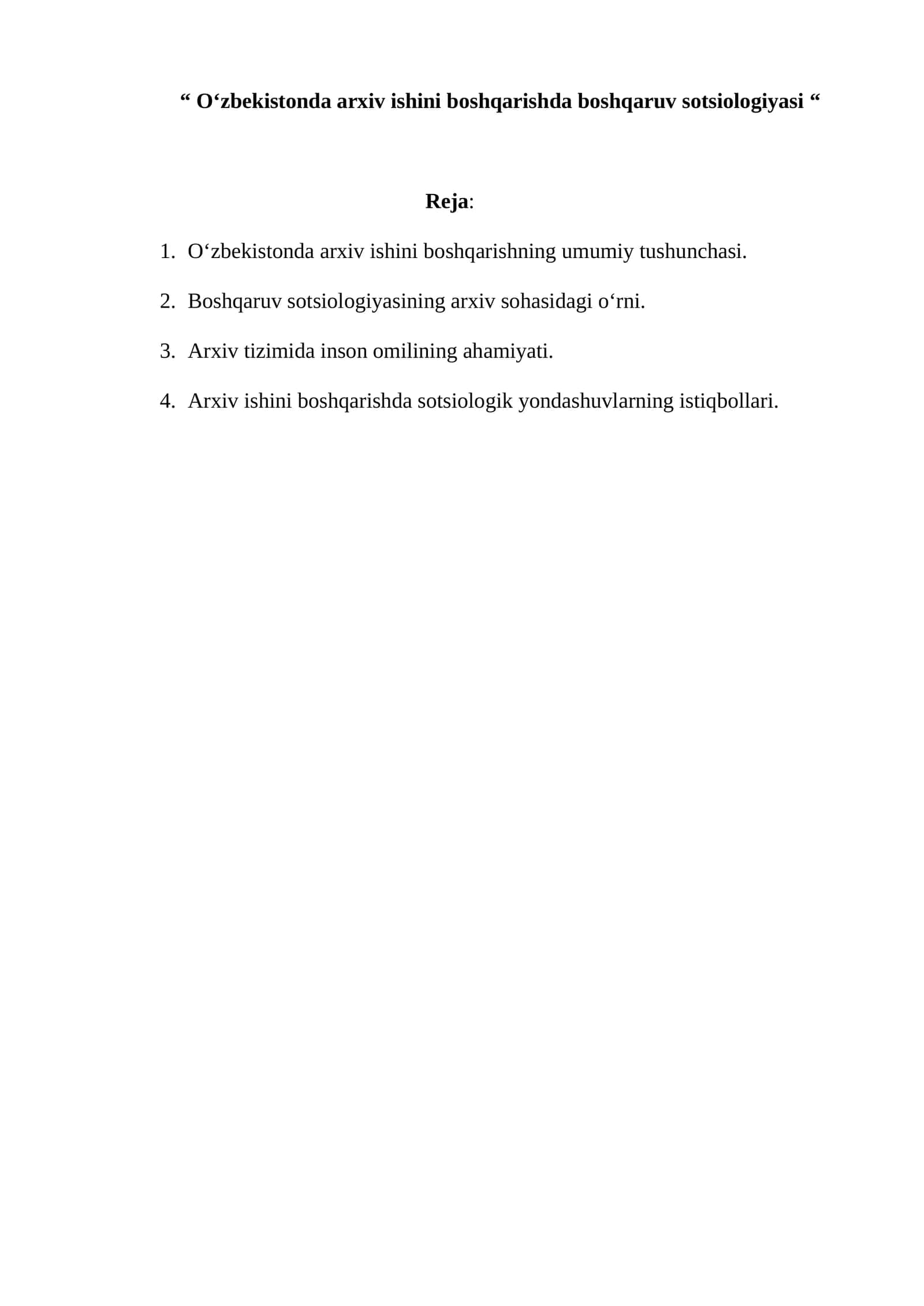 Oʻzbekistonda arxiv ishini boshqarishda boshqaruv sotsiologiyasi 1